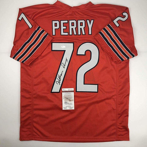 Autographed/Signed William Perry The Refrigerator Chicago Orange Jersey JSA COA