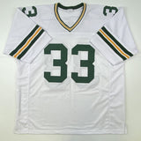 Autographed/Signed Aaron Jones Green Bay White Football Jersey Beckett BAS COA