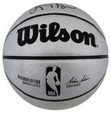 Magic Johnson & Larry Bird Signed Silver Wilson Basketball w/ Case BAS Witnessed