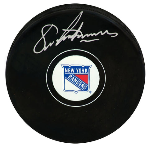 Eric Lindros Signed Rangers Logo Hockey Puck - (SCHWARTZ COA)