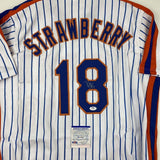 Autographed/Signed DARRYL STRAWBERRY New York Pinstripe Baseball Jersey PSA COA