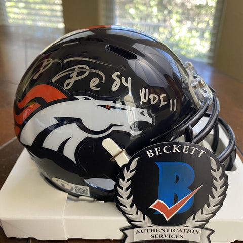 SHANNON SHARPE SIGNED AUTOGRAPHED DENVER BRONCOS HOF '11 MINI HELMET BECKETT