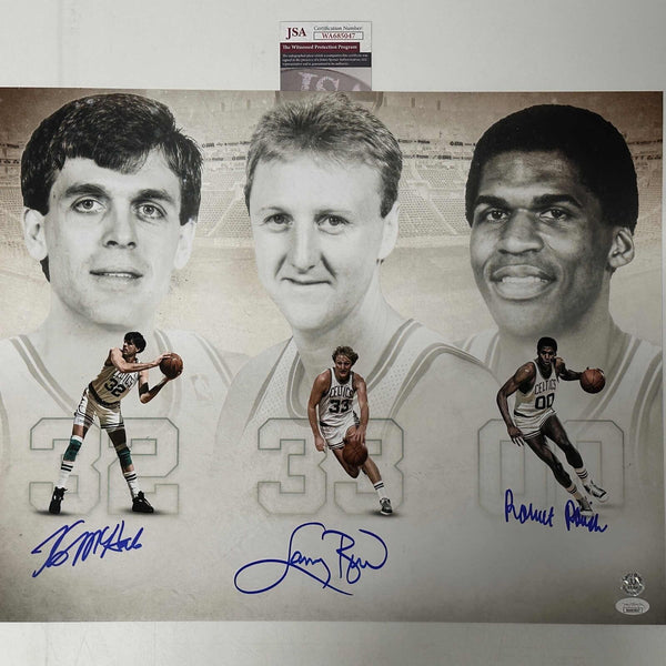 Autographed/Signed Larry Bird Kevin McHale Robert Parish 16x20 Photo JSA COA