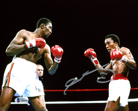 SUGAR RAY LEONARD AUTOGRAPHED SIGNED 8X10 PHOTO VS. THOMAS HEARNS BECKETT 178108