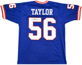 NEW YORK GIANTS LAWRENCE TAYLOR AUTOGRAPHED BLUE JERSEY BECKETT WITNESS 233740