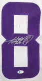 Adrian Peterson Autographed White Pro Style Jersey - Beckett W Auth *8