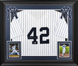 Mariano Rivera Authentic Signed White Pinstripe Pro Style Framed Jersey BAS Wit