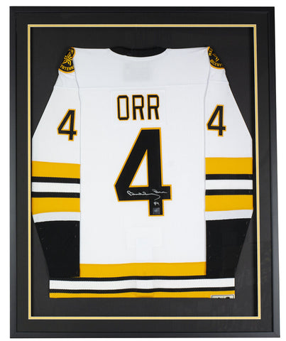 Bobby Orr Signed Framed Boston Bruins White Adidas Heroes of Hockey Jersey GNR