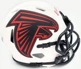 KYLE PITTS AUTO FALCONS LUNAR ECLIPSE WHITE SPEED MINI HELMET BECKETT 194403