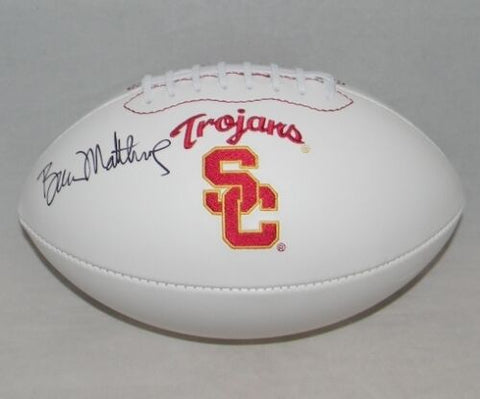 BRUCE MATTHEWS AUTOGRAPHED SIGNED USC TROJANS WHITE LOGO FOOTBALL JSA