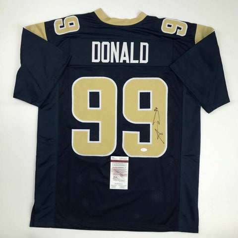 Autographed/Signed AARON DONALD Los Angeles LA Blue Football Jersey JSA COA Auto