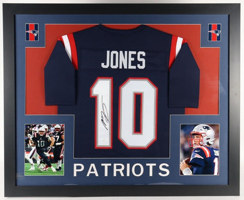 Mac Jones Signed New England Patriots 35x43 Framed Jersey (JSA) 2021 Pro Bowl QB