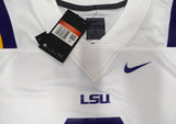 LSU Joe Burrow Autographed White Nike Jersey (Smudged) Fanatics #DQ16472874