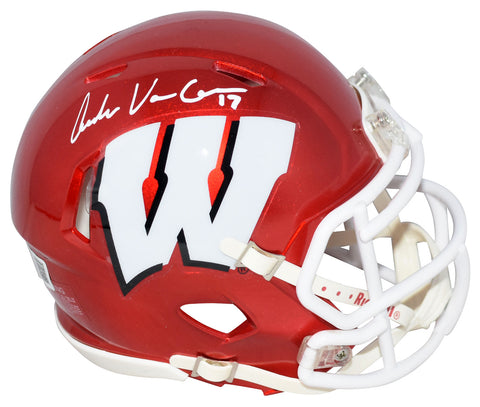 ANDREW VAN GINKEL SIGNED WISCONSIN BADGERS FLASH SPEED MINI HELMET BECKETT