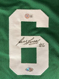 Bill Russell Boston Signed Green Basketball Jersey BAS LOA