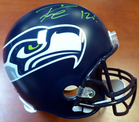 RUSSELL WILSON AUTOGRAPHED SEAHAWKS FULL SIZE HELMET 12S IN GREEN RW HOLO 104262