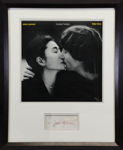 John Lennon The Beatles Authentic Signed & Framed Cut Signature BAS #A57931