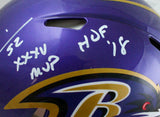 Ray Lewis Autographed Ravens F/S Flash Speed Authentic Helmet w/2 Insc.-BAW Holo