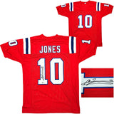 NEW ENGLAND PATRIOTS MAC JONES AUTOGRAPHED RED JERSEY BECKETT BAS WITNESS 214798