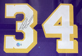 Shaquille O'Neal Los Angeles Signed Framed Purple Basketball Jersey BAS ITP