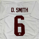 Autographed/Signed Devonta Smith Alabama White College Football Jersey JSA COA