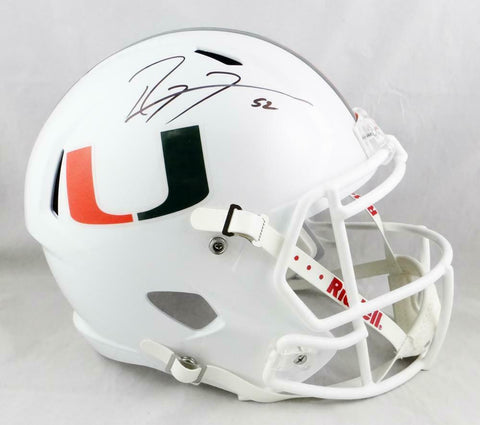 Ray Lewis Signed Miami Hurricanes F/S Riddell Speed Helmet - Beckett Auth *Black