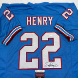 Autographed/Signed Derrick Henry Tennessee Retro Light Blue Jersey JSA COA