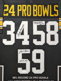 FRAMED PITTSBURGH STEELERS 24 PRO BOWLS 3x SIGNED STAT JERSEY JSA COA