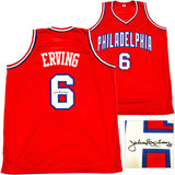 76ERS JULIUS "DR. J" ERVING AUTOGRAPHED SIGNED RED JERSEY BECKETT WITNESS 230292