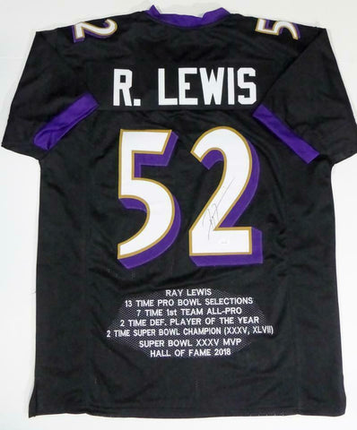 Ray Lewis Autographed Black Pro Style STAT1 Jersey - JSA W Auth *2