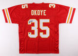 Christian Okoye Signed Kansas City Chiefs Jersey (Beckett) Rushing Yards Ldr. 89