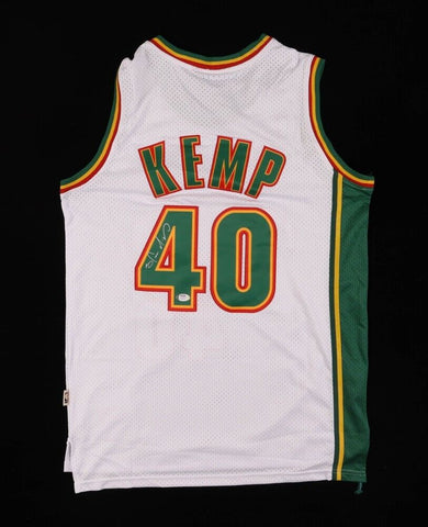 Shawn Kemp Signed Supersonics Basketball Jersey (PSA COA) Seattle's #1 Pk 1989