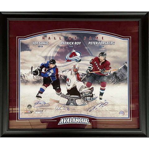 Joe Sakic Patrick Roy Peter Forsberg Autographed Colorado Avalanche Photo 10397