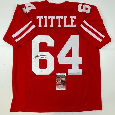 Autographed/Signed YA Y.A. Tittle HOF 71 #64 San Francisco Red Jersey JSA COA