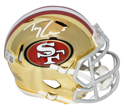 TREY LANCE AUTOGRAPHED SAN FRANCISCO 49ERS CHROME SPEED MINI HELMET BECKETT