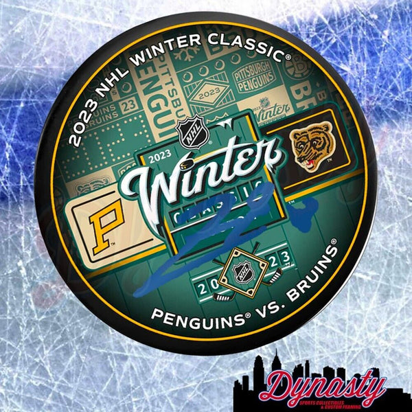 Pavel Zacha 2023 Winter Classic Autographed Boston Bruins Puck JSA PSA