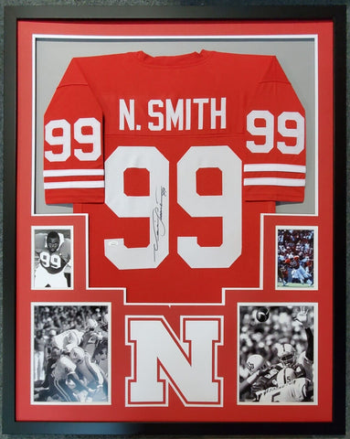 FRAMED NEIL SMITH NEBRASKA CORNHUSKERS AUTOGRAPHED SIGNED JERSEY JSA COA