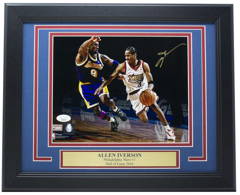 Allen Iverson Signed Framed 8x10 Philadelphia 76ers Photo VS Kobe Bryant JSA