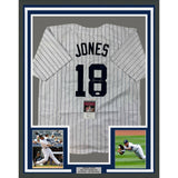 Framed Autographed/Signed Andruw Jones 33x42 New York Pinstripe Jersey JSA COA