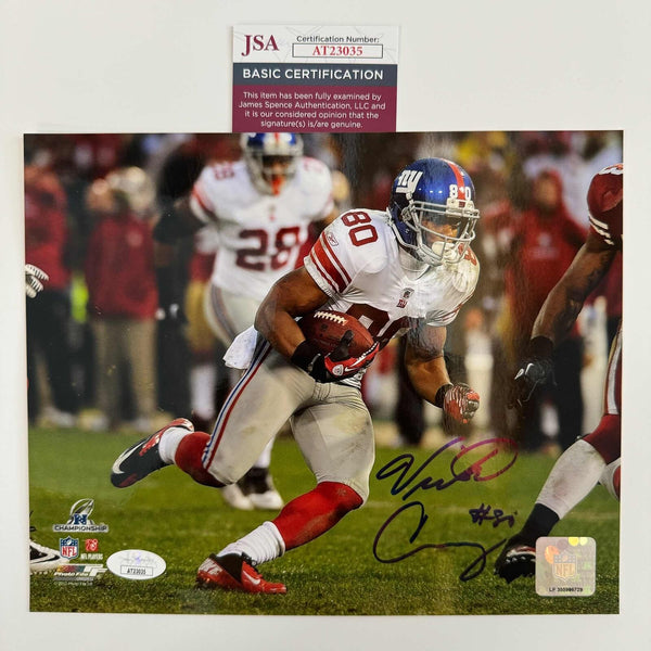 Autographed/Signed Victor Cruz New York Giants 8x10 Football Photo JSA COA