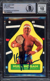 Hulk Hogan Autographed 1985 Topps WWF Sticker RC Gem 10 Auto Beckett 15496598