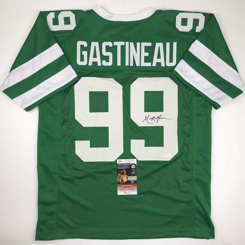 Autographed/Signed Mark Gastineau New York Green Football Jersey JSA COA