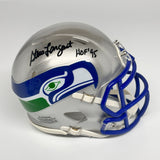 STEVE LARGENT SIGNED AUTOGRAPHED SEATTLE SEAHAWKS MINI HELMET HOF 95 BAS SILVER