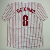 Autographed/Signed Shane Victorino Philadelphia Pinstripe Jersey PSA COA