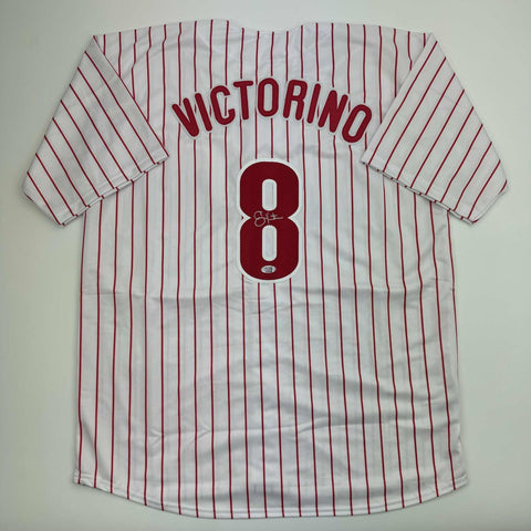 Autographed/Signed Shane Victorino Philadelphia Pinstripe Jersey PSA COA