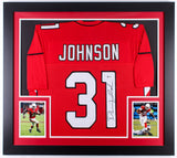 David Johnson Signed Arizona Cardinals 31x35 Custom Framed Jersey (Beckett COA)