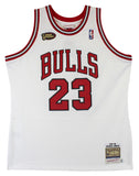 Bulls Michael Jordan Signed 97-98 White M&N HWC Authentic Jersey UDA #BAH83514