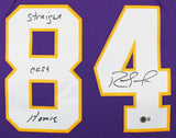 Vikings Randy Moss "Straight Cash Homie" Signed Purple M&N Framed Jersey BAS Wit