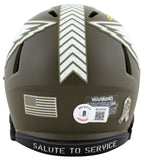 Cardinals Kurt Warner Signed Salute To Service Speed Mini Helmet BAS Witnessed