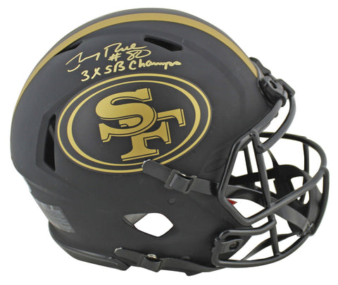 49ers Jerry Rice "3x SB Champ" Signed Eclipse Proline F/S Speed Helmet BAS